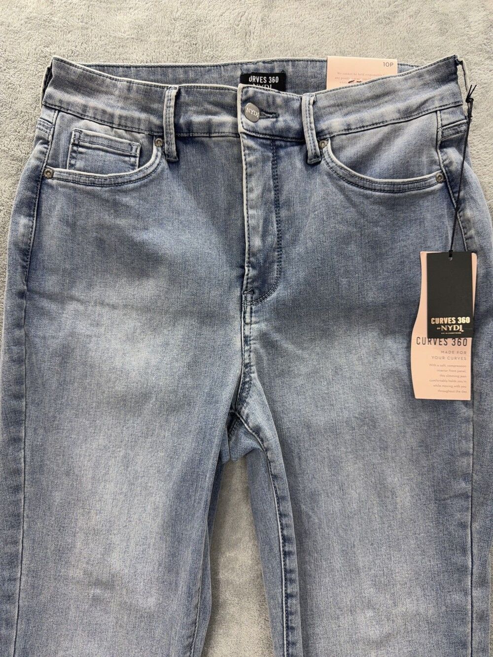 NWT NYDJ Marilyn Straight Ankle Denim Jeans Women 10P Blue Acid Wash Stretch
